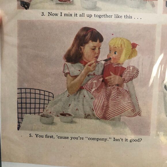 Vintage 1950s Instant Jello Pudding Ad on Side 1 & Cadillac Ad on side 2; Girl - Picture 6 of 10